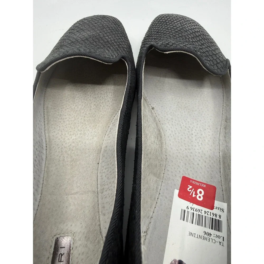 Tahari Clementine Womens Black Snakeskin Loafers Square Toe Flats Size 8.5